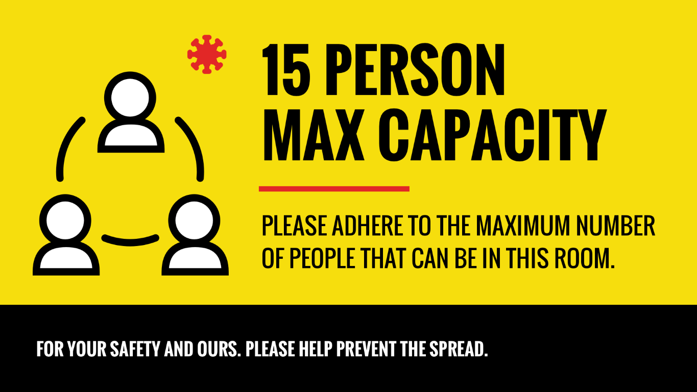 15 person max capacity safety sign