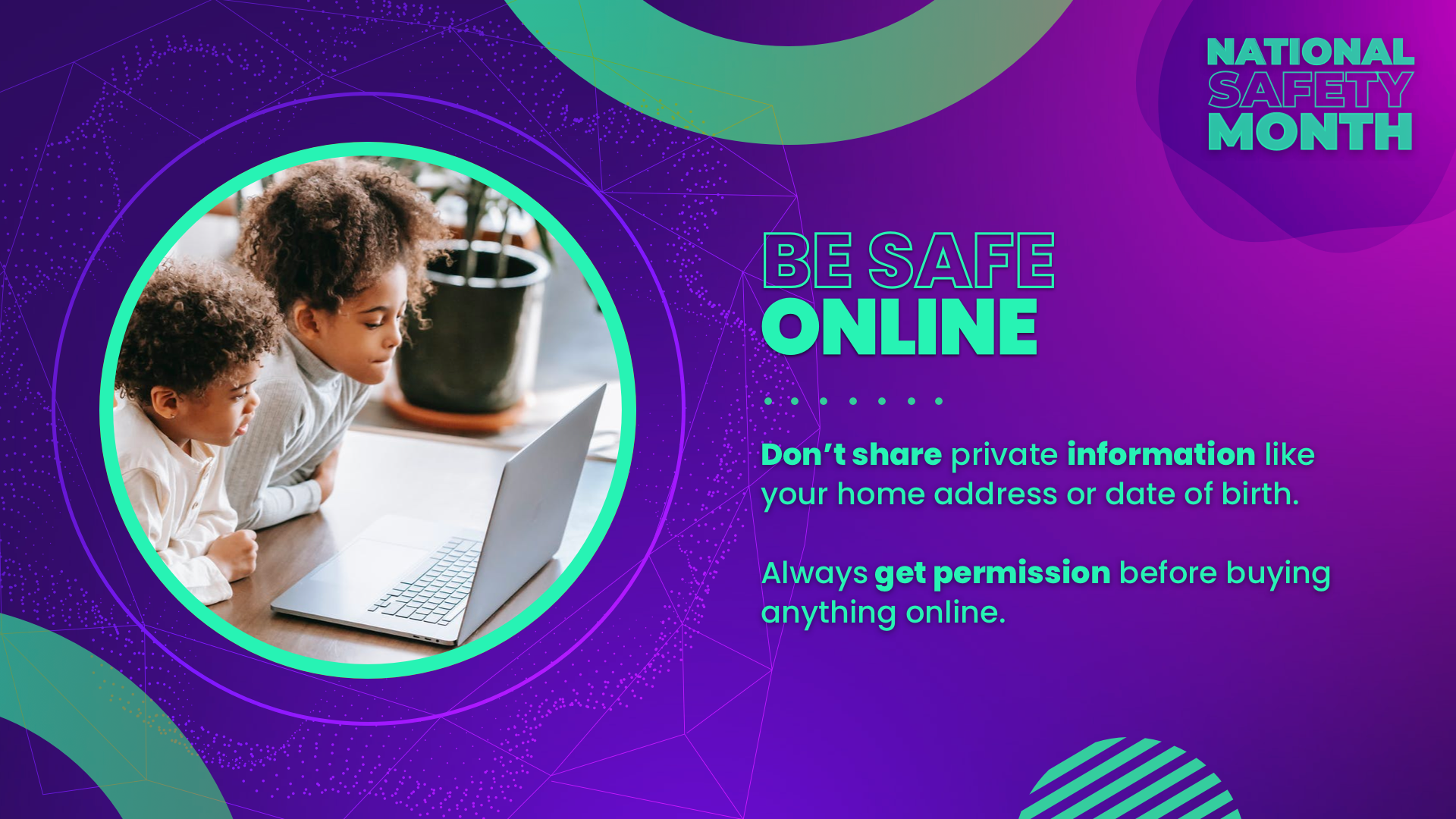 be safe online digital signage message