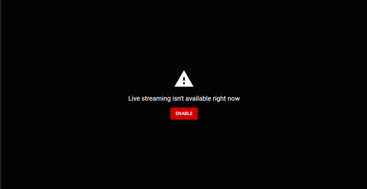live streaming isnt available right now