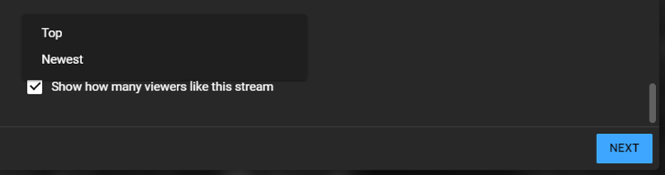 show how many viewers like this stream