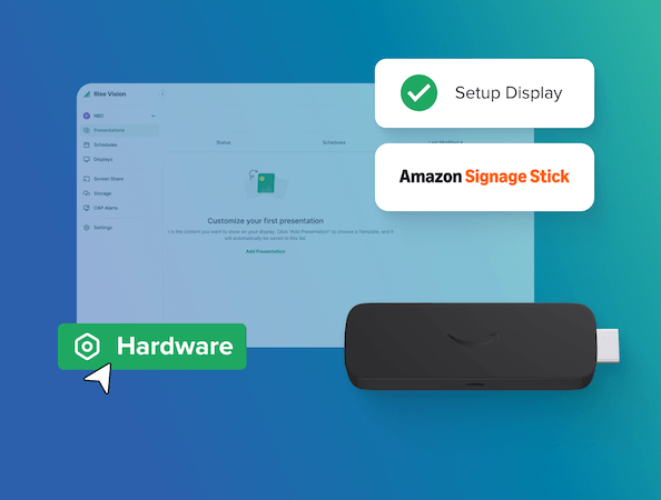 Amazon Signage Stick with UX graphics in background