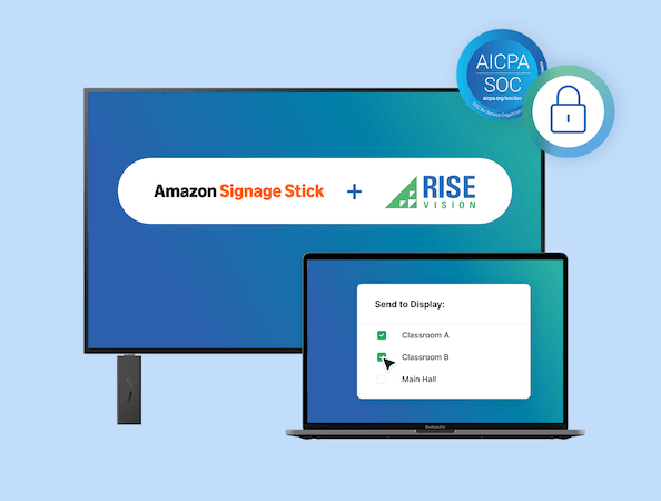 Amazon Signage Stick + Rise Vision with UX elements overlaid
