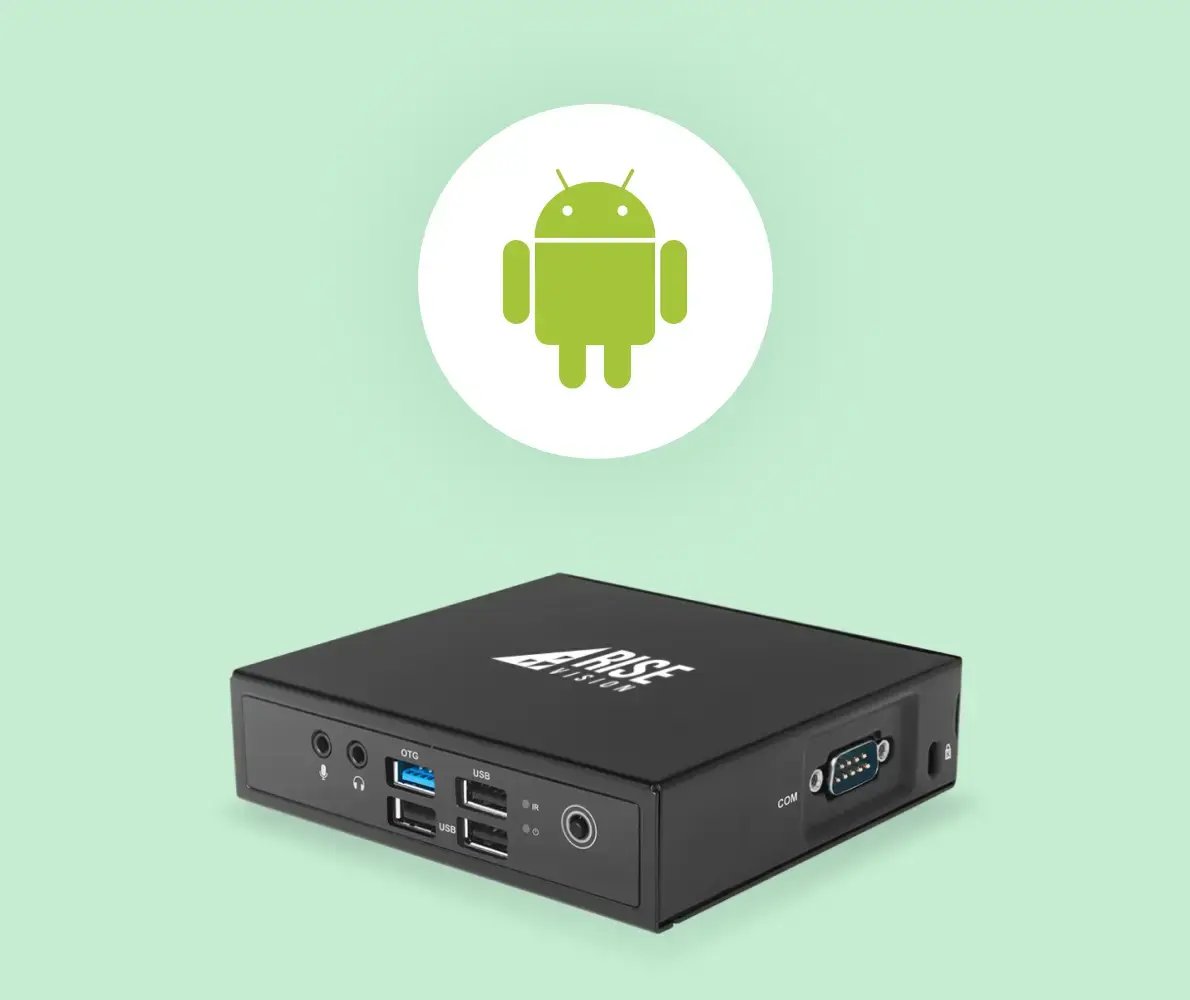 Android media player and logo on a green background