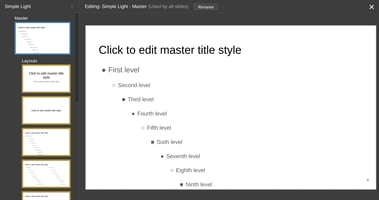 Edit the Master Slides style for digital signage in Google Slides