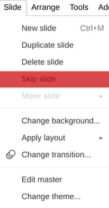 Skipping a slide in your Google Slides presentation