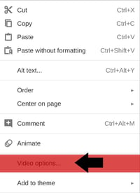 Trimming a video in Google Slides