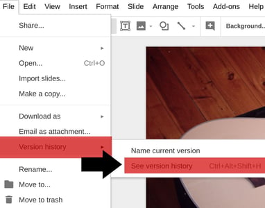 Undoing all changes in Google Slides