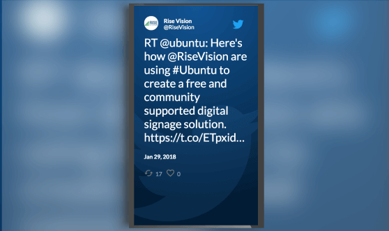 Twitter feed for digital signage (portrait mode).