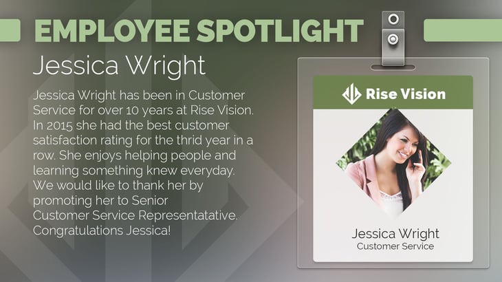 Office staff biographies for digital signage.