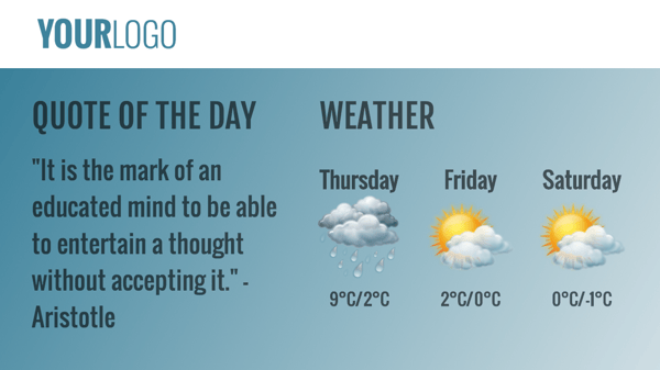 Weather feed for digital signage Weather feed for digital signage