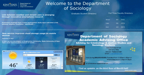 School of Sociology Digital Signage Display