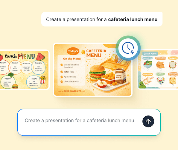 3 digital signage presentations on a yellow background