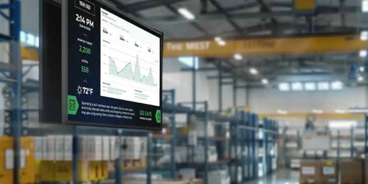 Digital Signange shown in production floor