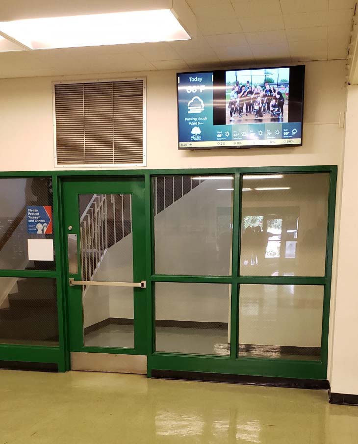 George School case study digital signage hallway display
