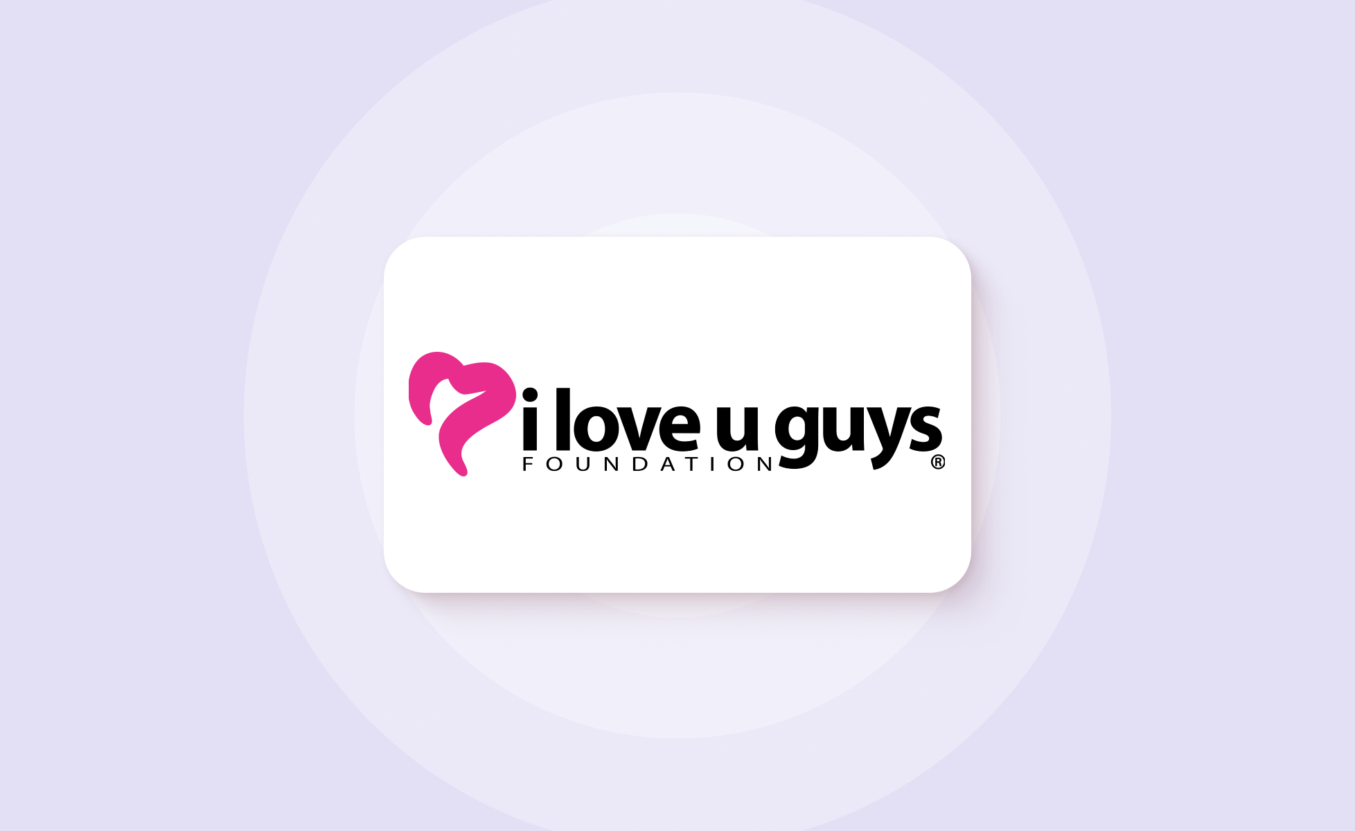 I Love You Guys Foundation logo on purple background