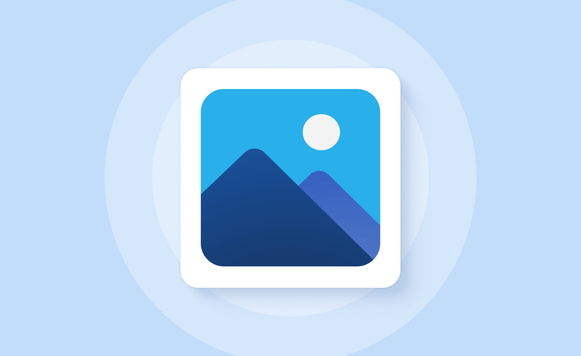 Images icon on blue background