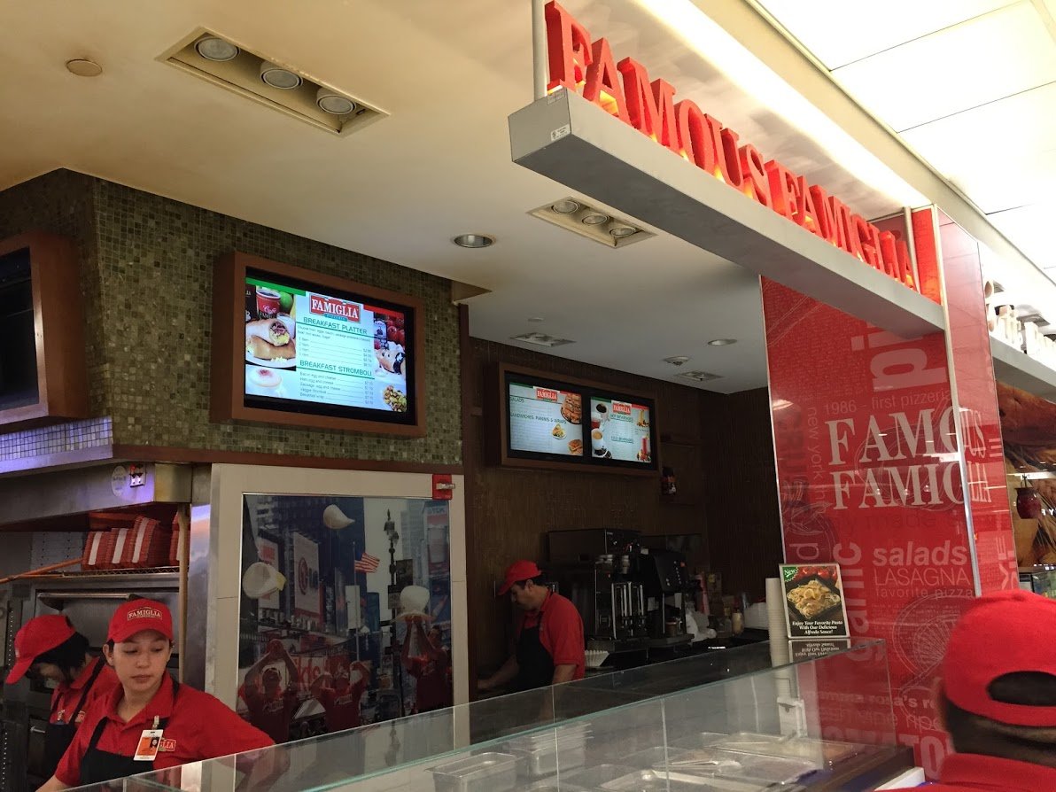 Examples of digital menus at Famous Famiglia Pizzeria