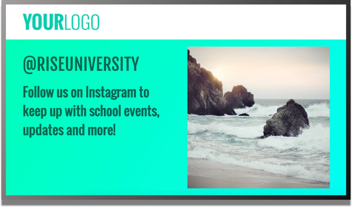 Instagram university digital signage content