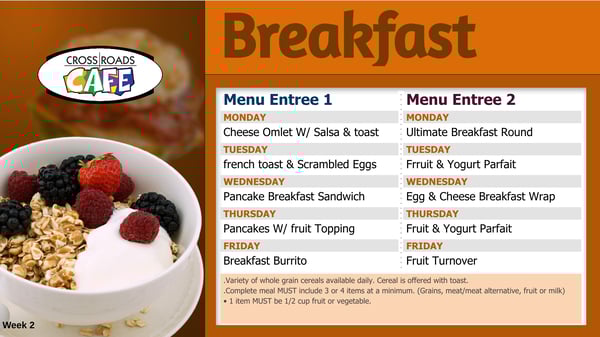 Marysville School District breakfast menu