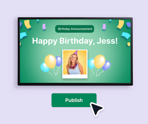 UX screen publishing digital signage content