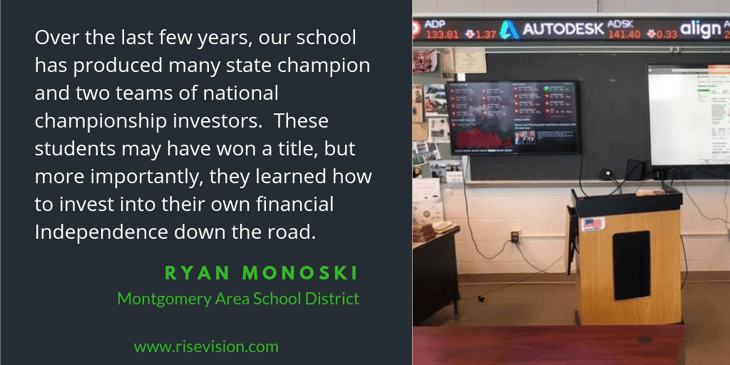 digital signage in a classroom and Ryan Monoski Quote