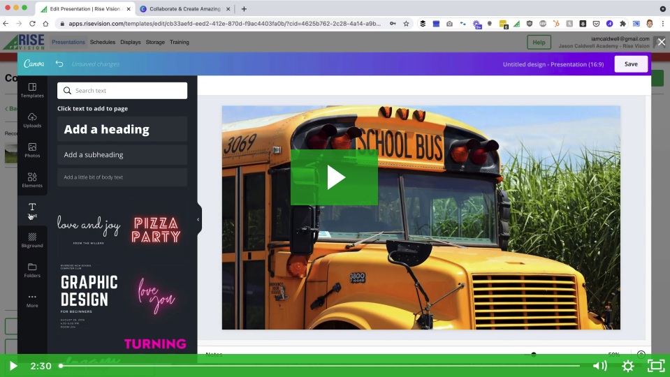 Rise Vision Canva Integration Demo