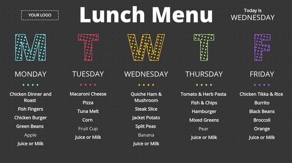 Lunch Menu Digital Signage Template