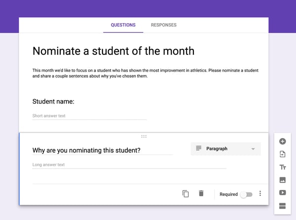 Google Form for collecting teacher feedback