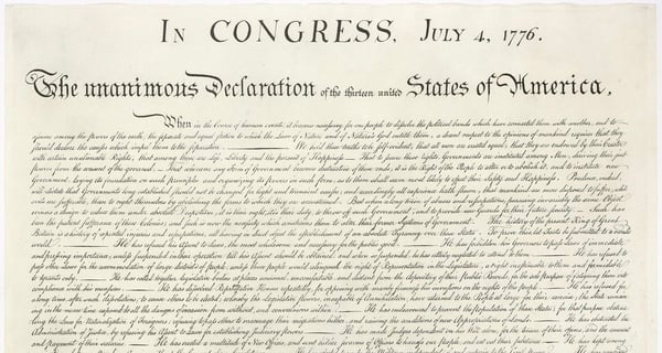 image of declaration of independence showing july 4 not august 2 or july 2