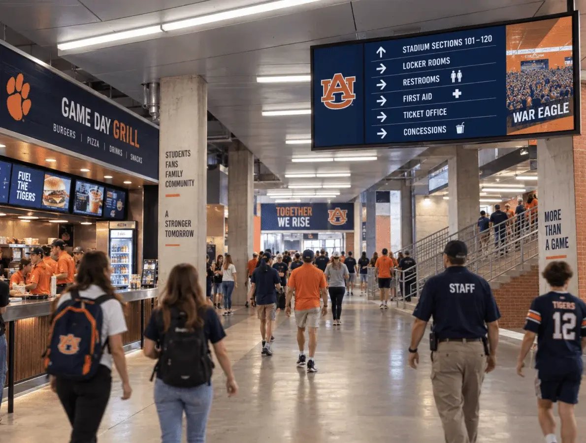 wayfinding digital signage in a hall