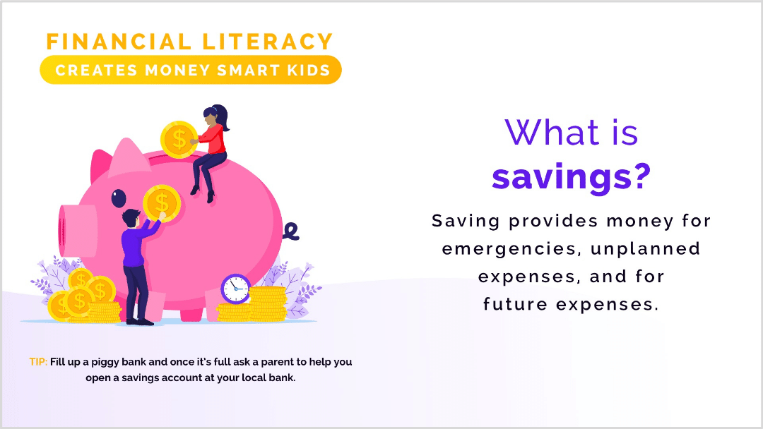 What is Savings financial literacy poster rise vision