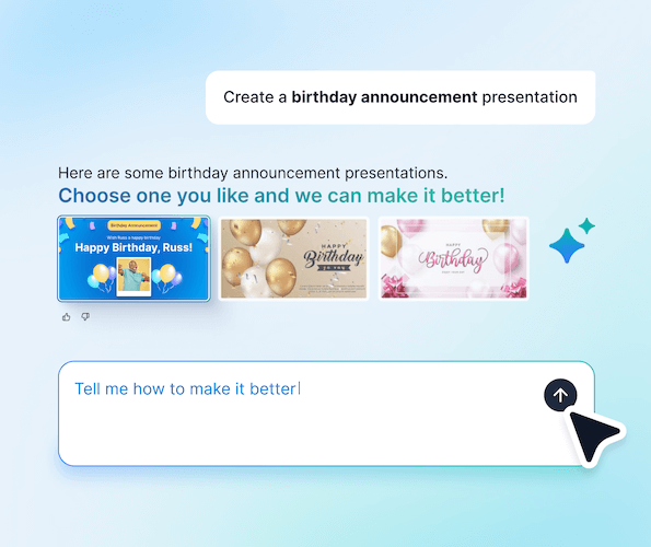 A UX screen showing an AI design tool for digital signage