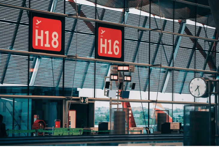 Digital signage in airport boarding gates.