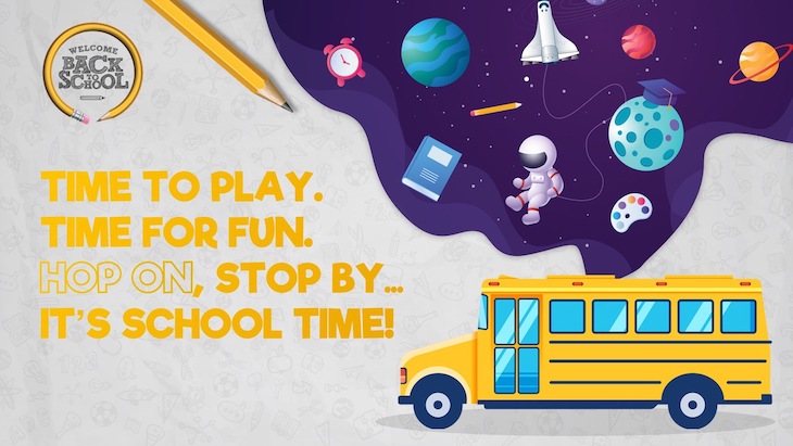 Use this school bus time poster to welcome students back to school