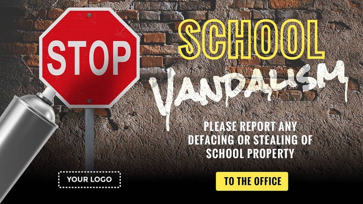 campaign stop vandalism digital signage template