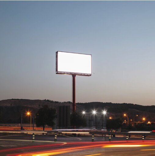 Digital signage in the middle of a highway. 