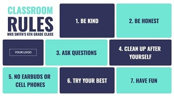 Classroom rules digital signage template