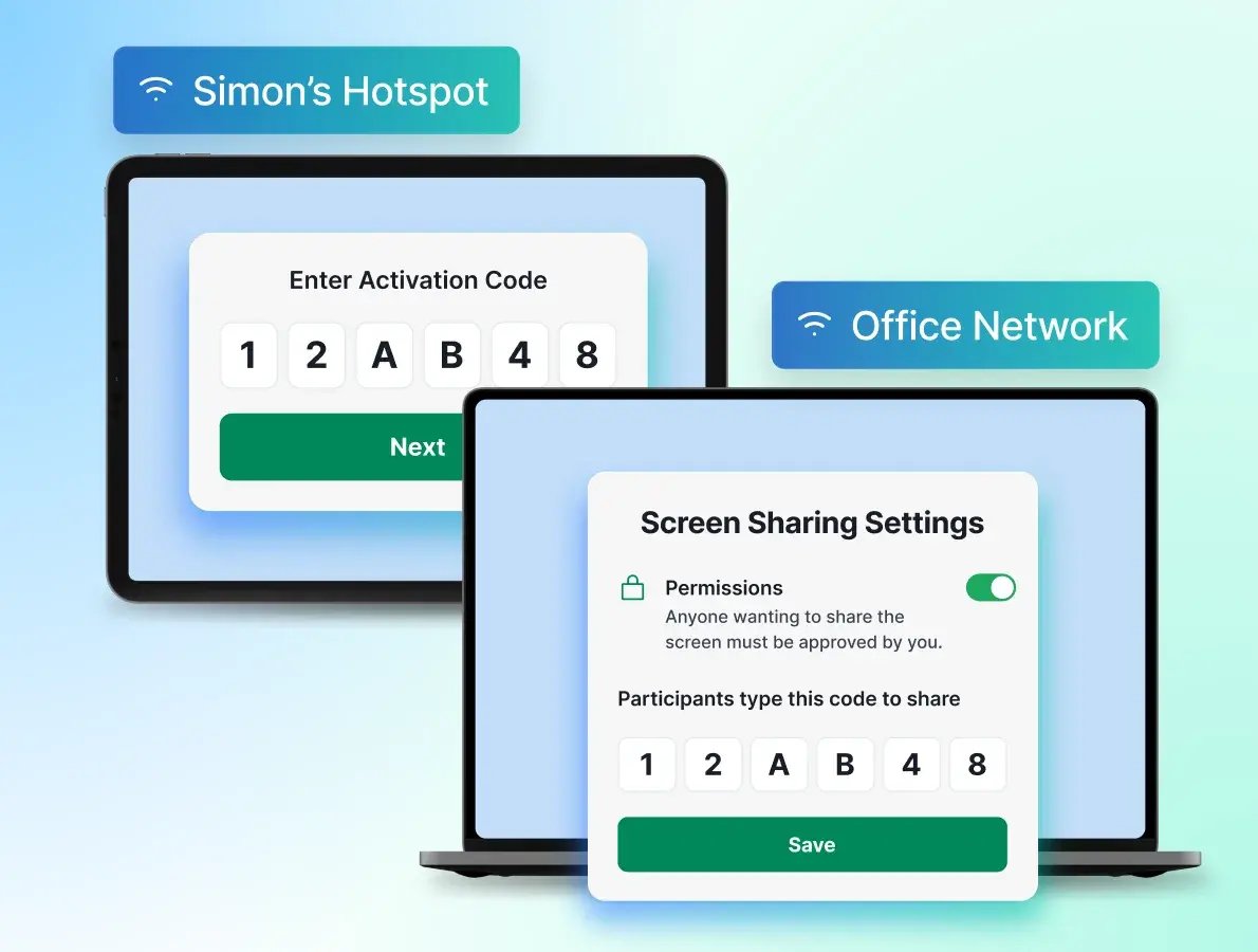 Rise Vision activation code and screen sharing permissions across networks, a ClickShare alternative