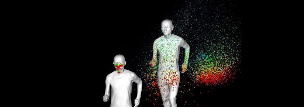 coronavirus spread model from jogger running