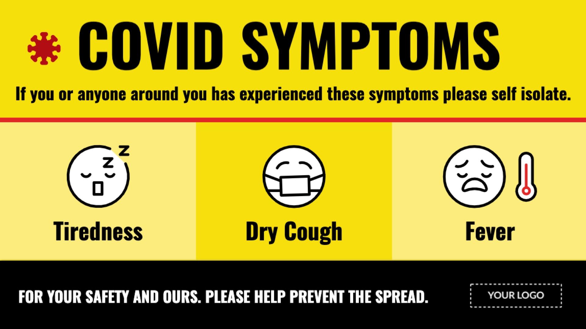 covid-19 symptoms digital signage template