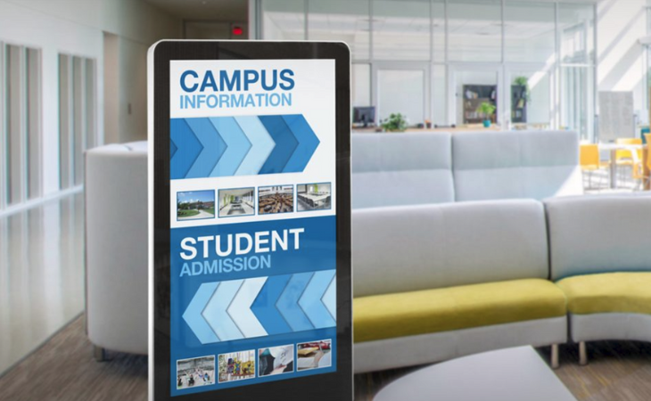 digital billboard diplayed in school lounge