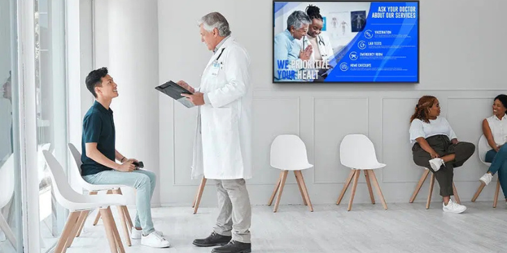 digital signage in clinic lobby