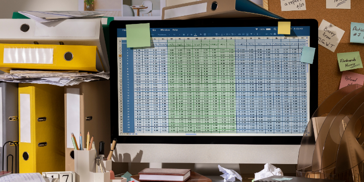 Digital signage with a bunch of sticky notes.