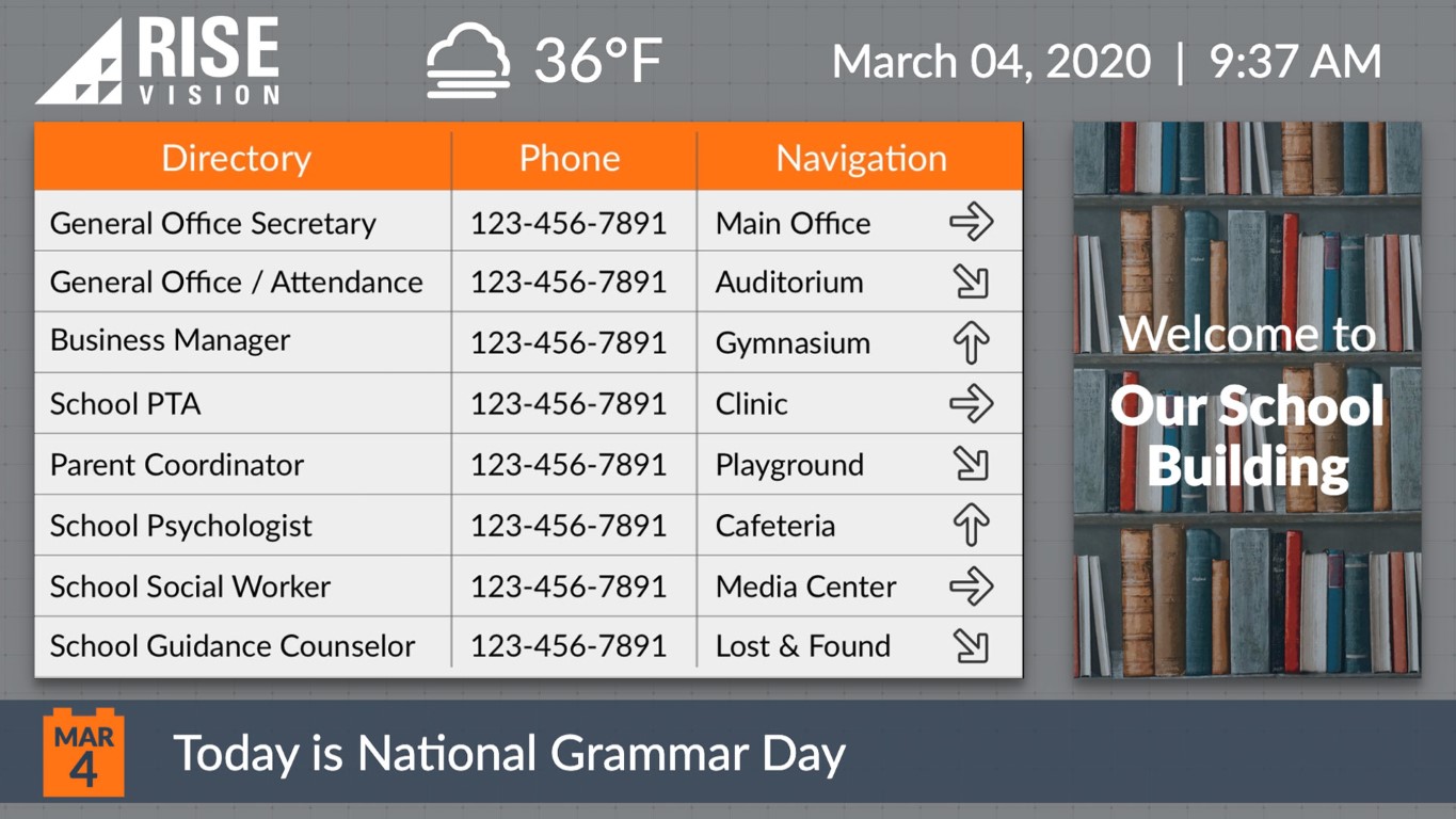 school directory signage directory digital signage template