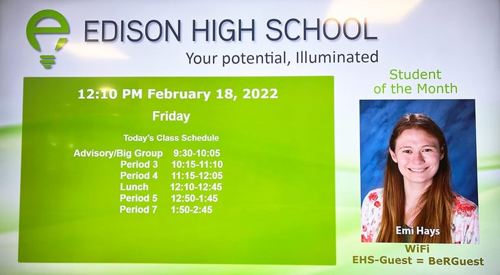 edison high school digital signage class scheduling template