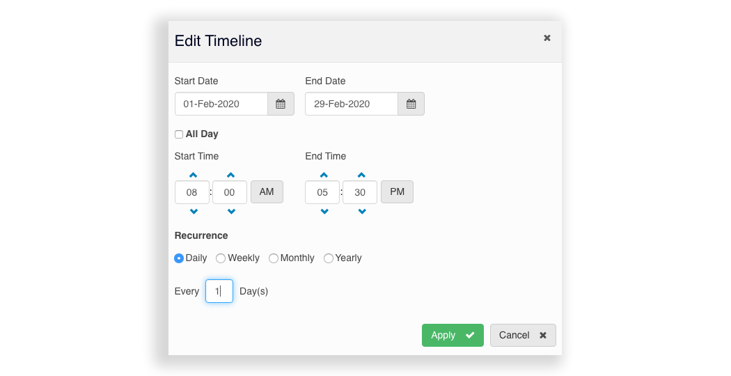 Edit Digital Signage Timeline