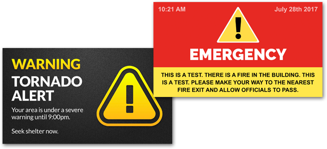 emergency alerts signage examples