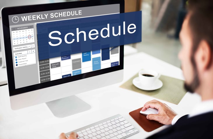 Employees working on their schedule.
