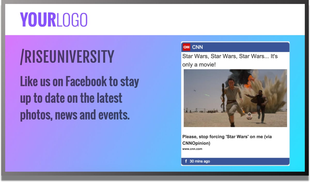 facebook university digital signage tv