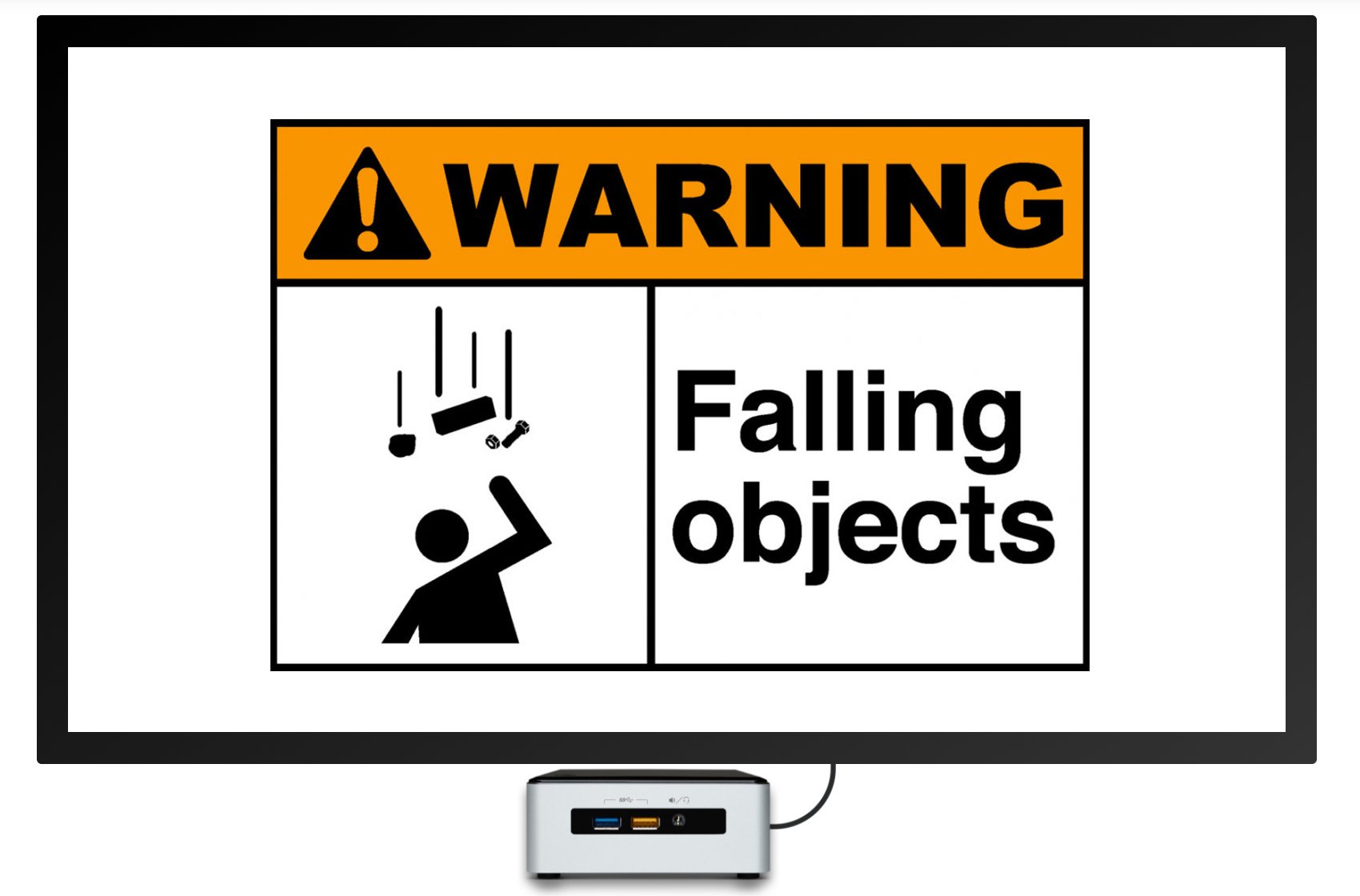 falling objects warehouse digital signage